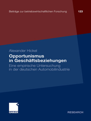 cover image of Opportunismus in Geschäftsbeziehungen